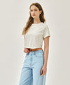 Marithé François Girbaud W SILVER LETTERING CROP TEE