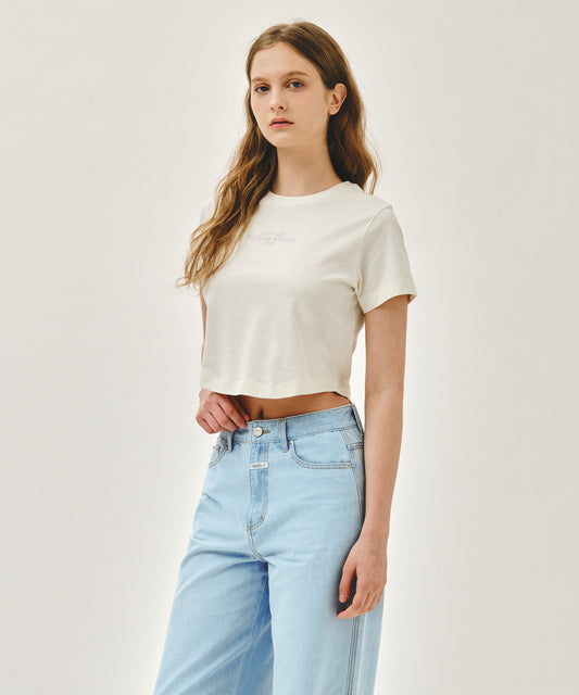 Marithé François Girbaud W SILVER LETTERING CROP TEE