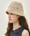 Marithé François Girbaud CIRCLE LOGO CROCHET BUCKET HAT light beige