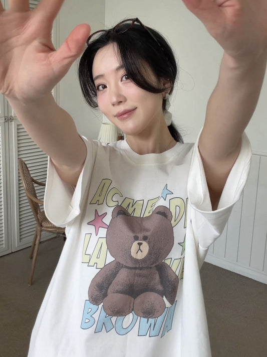 ADLV LINE FRIENDS BROWN STAR SHORT SLEEVE T-SHIRT