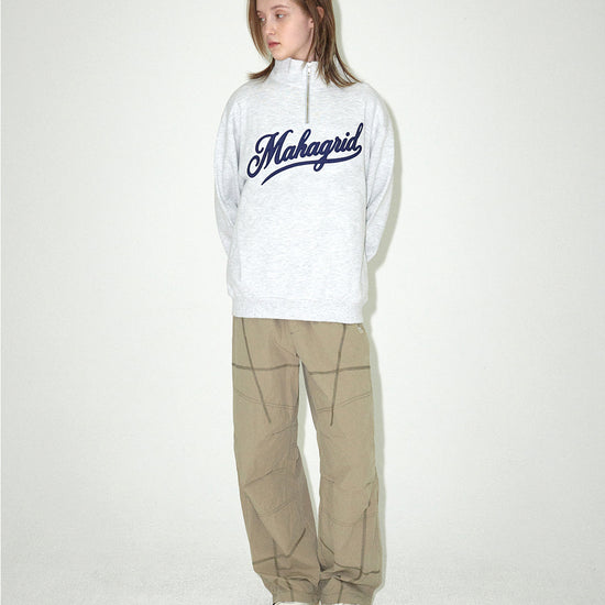 Mahagrid Script Logo Half Zip Up [Light Grey]