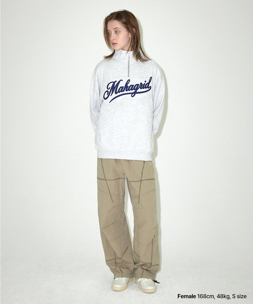 Mahagrid Script Logo Half Zip Up [Light Grey]