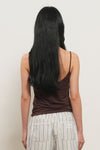 General Idea WOMAN Cap-Lined Backless Sleeveless Top [BROWN]