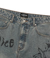 Nice Ghost Club Doodle Graphic Wide Jeans