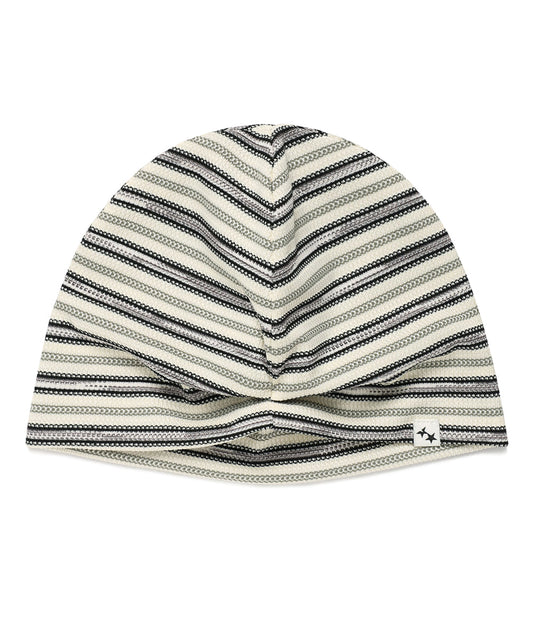 Cavish Kyurin Striped Button Beanie in Ivory