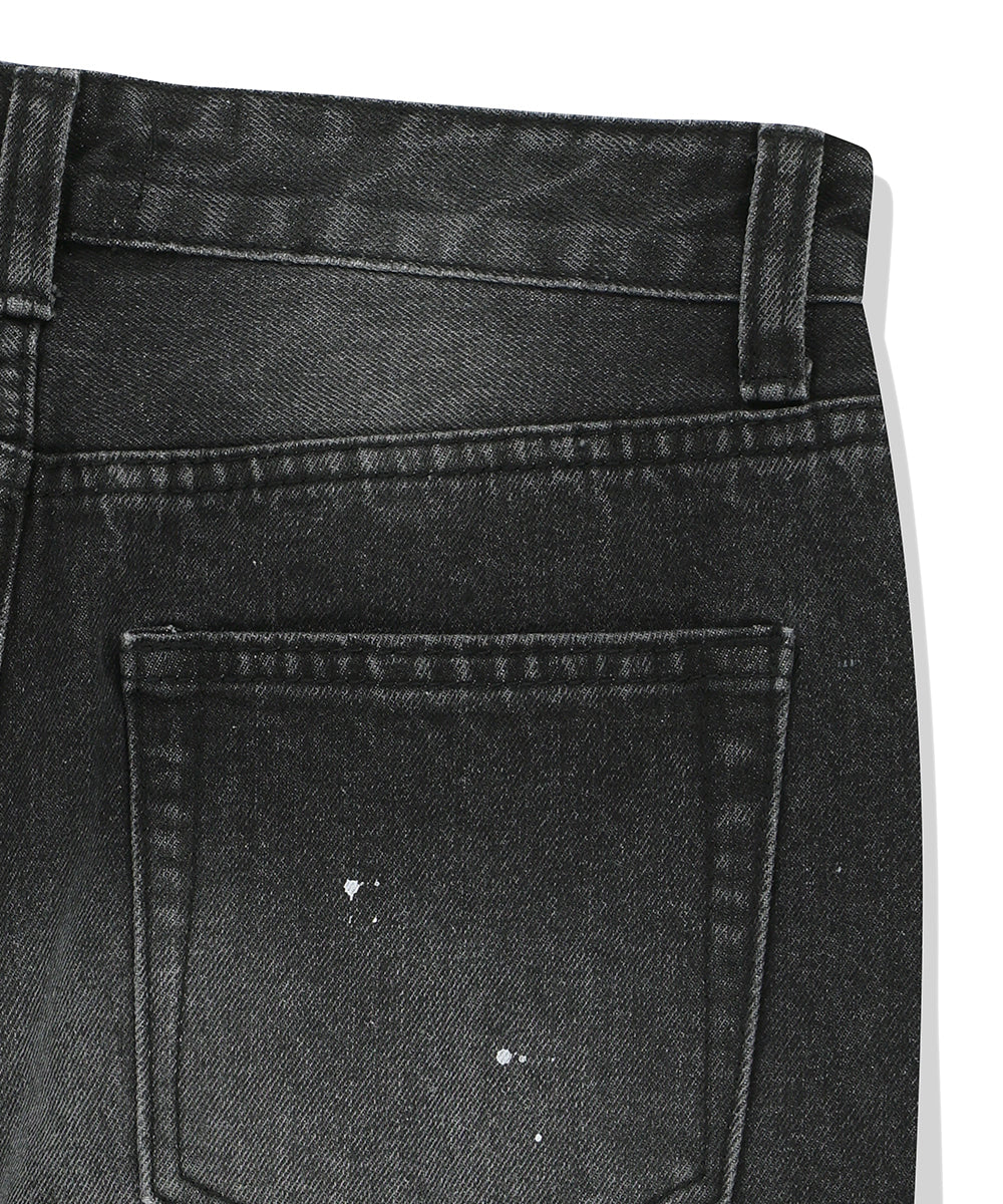 Mahagrid Star Flared Denim Pants [Black]