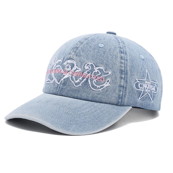 Cavish Washed Denim Embroidered Ball Cap