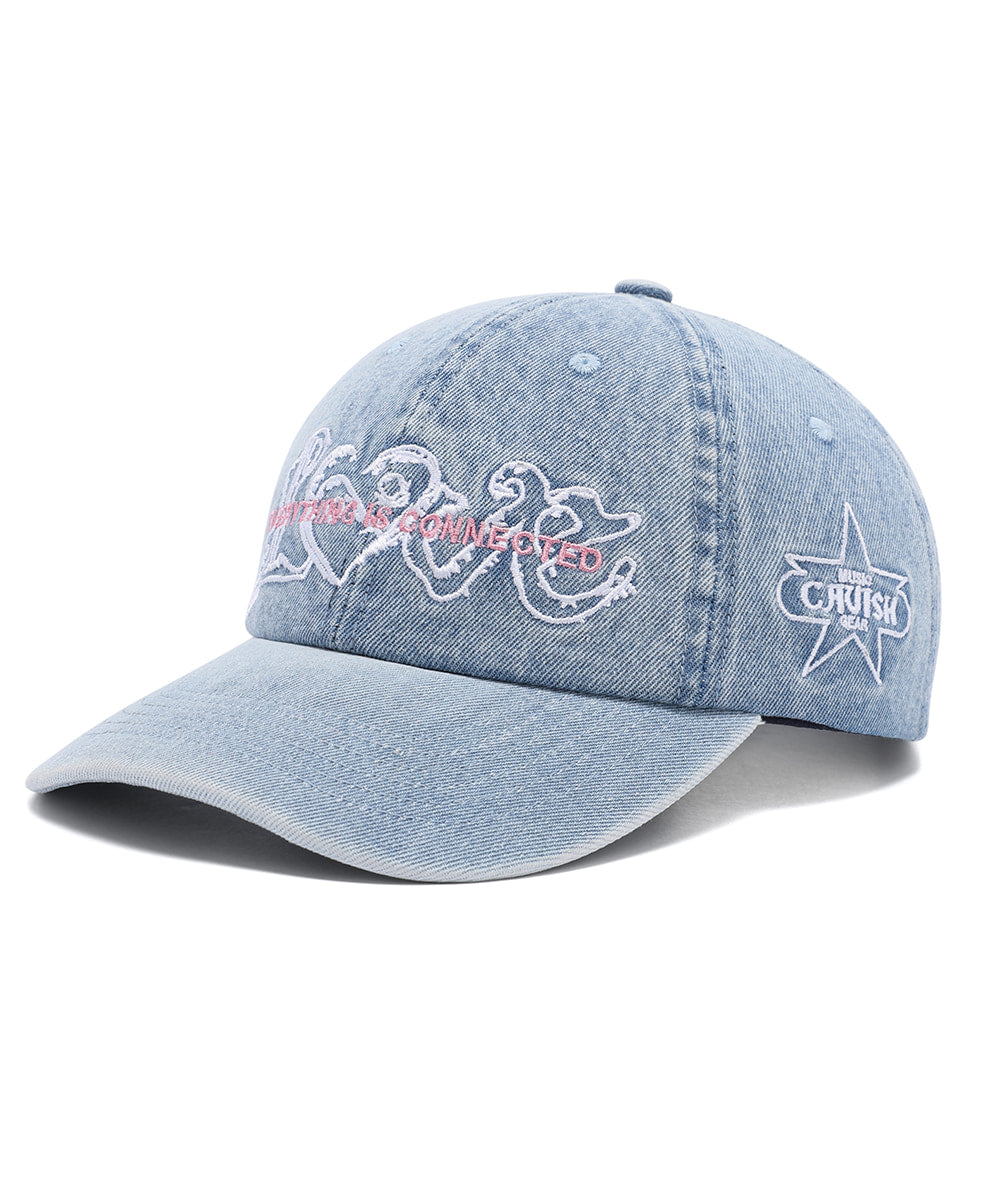 Cavish Washed Denim Embroidered Ball Cap