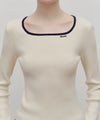Marithé François Girbaud W Color Point Square Neck Knit Pullover Sky Blue