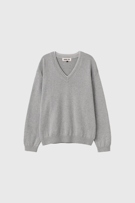 General Idea WOMAN Cotton Layered V-Neck Knit Pullover