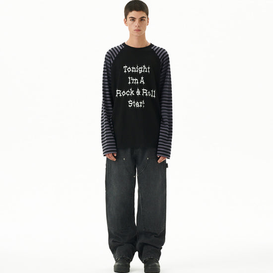 Mahagrid Rock Star Raglan Stripe Long Sleeve Tee