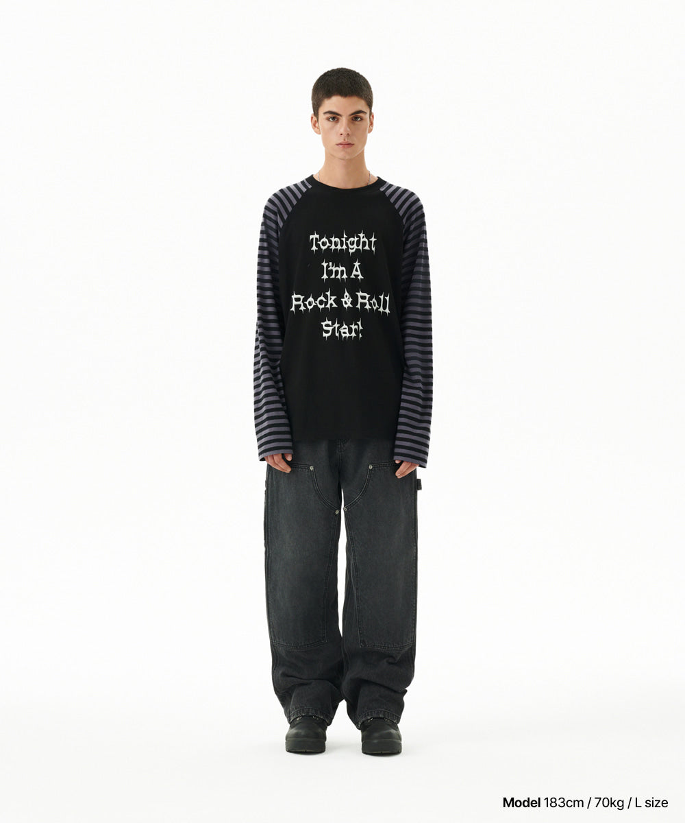 Mahagrid Rock Star Raglan Stripe Long Sleeve Tee