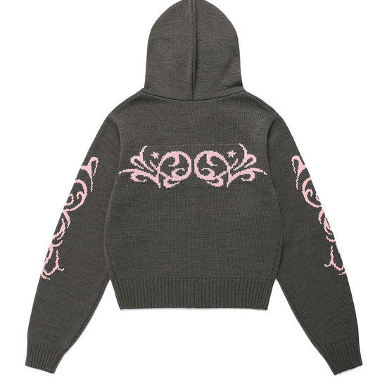 Cavish Women's Butterfly Knit Zip Up Hoodie