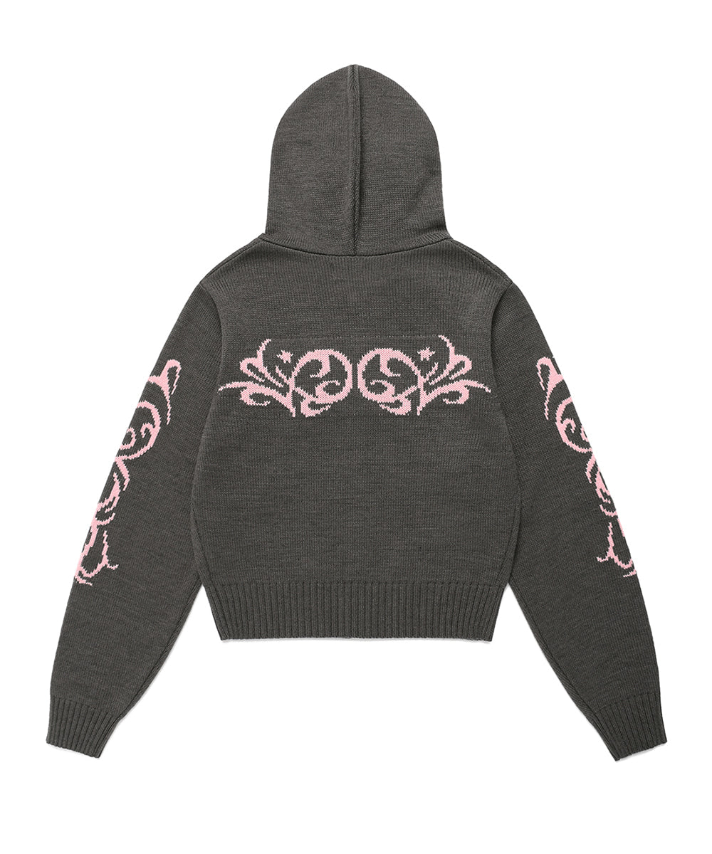 Cavish Women's Butterfly Knit Zip Up Hoodie