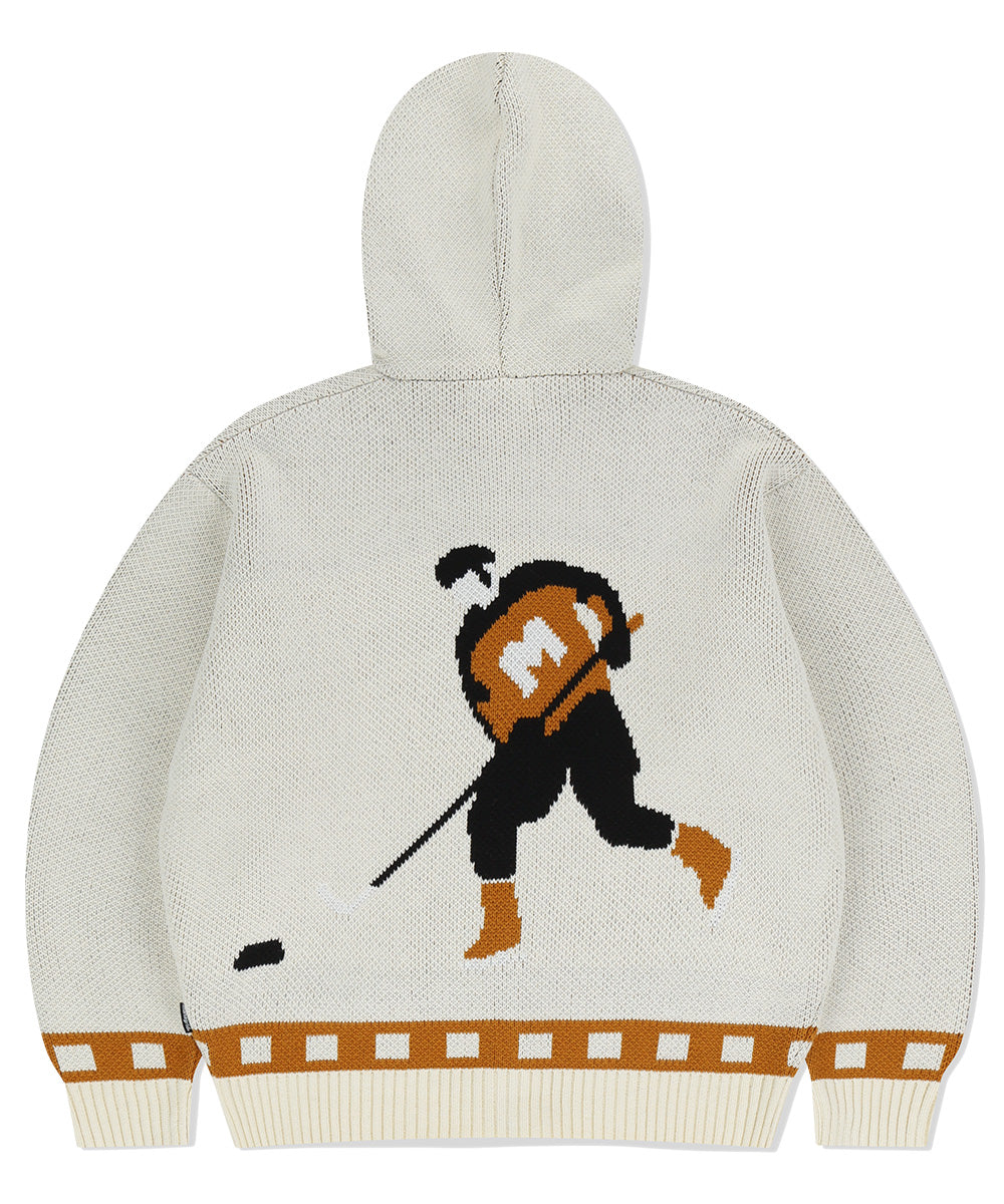 Mahagrid Hockey Knit Zip-Up Hoodie