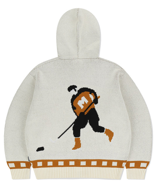 Mahagrid Hockey Knit Zip-Up Hoodie