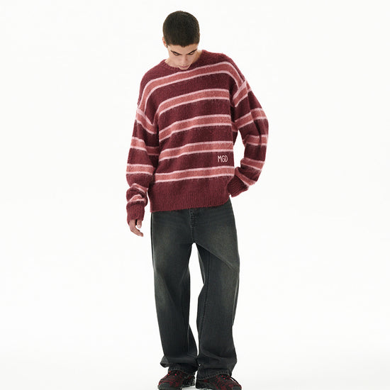 Mahagrid Hairy Stripe Knit Sweater