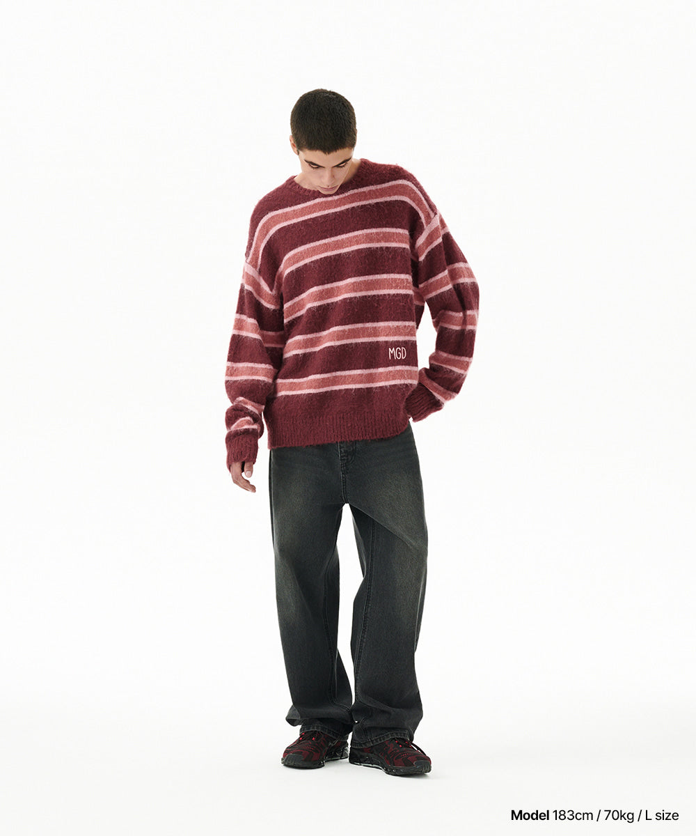 Mahagrid Hairy Stripe Knit Sweater