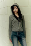 ADLV Woman Washed Rip Hoodie Zip Up