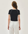 Marithé François Girbaud W AEROCOOL SMALL CLASSIC LOGO RINGER SLIM CROP TEE ivory