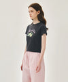 Marithé François Girbaud W LEMON GRAPHIC SLIM CROP TEE