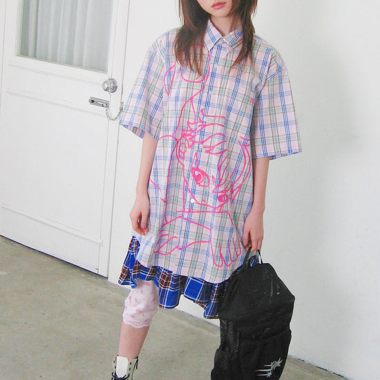 Nice Ghost Club Angel Check Big Big Half Shirt