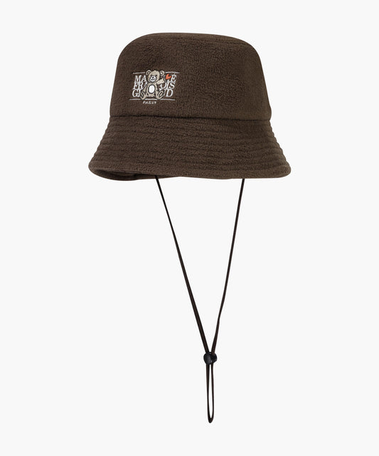 Marithé François Girbaud Kids Bear Classic Logo Fleece Bucket Hat Brown