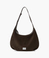 Marithé François Girbaud Classic Logo Round Suede Shoulder Bag Brown