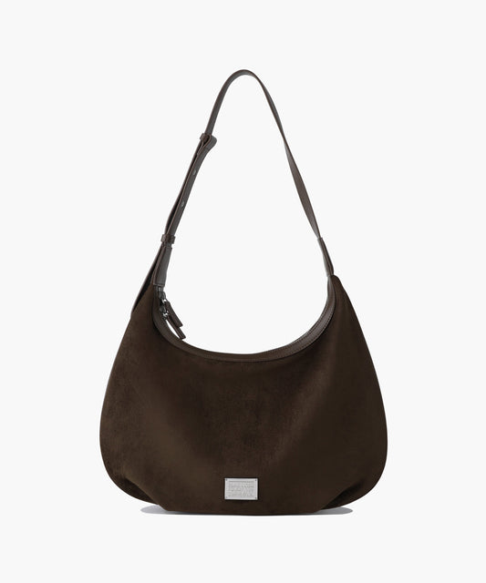 Marithé François Girbaud Classic Logo Round Suede Shoulder Bag Brown