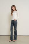 General Idea WOMAN Airy Round Neck Pintuck T-Shirt