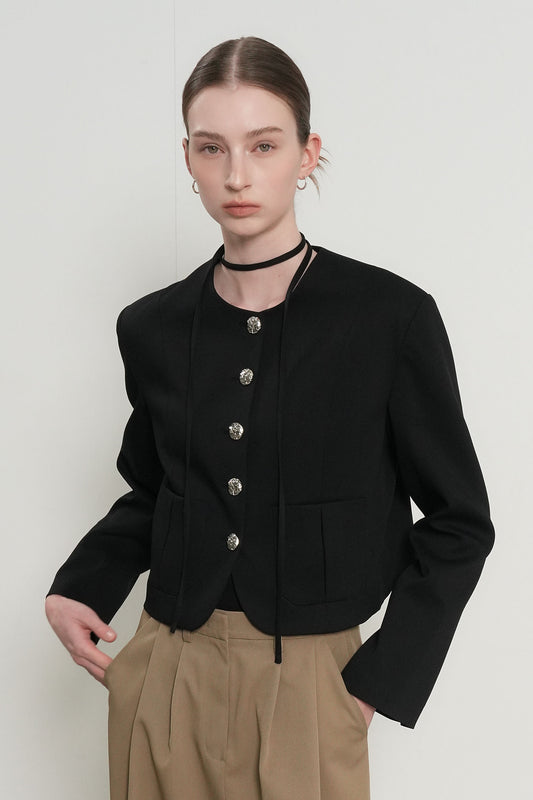 General Idea WOMAN Strap Collarless Jacket