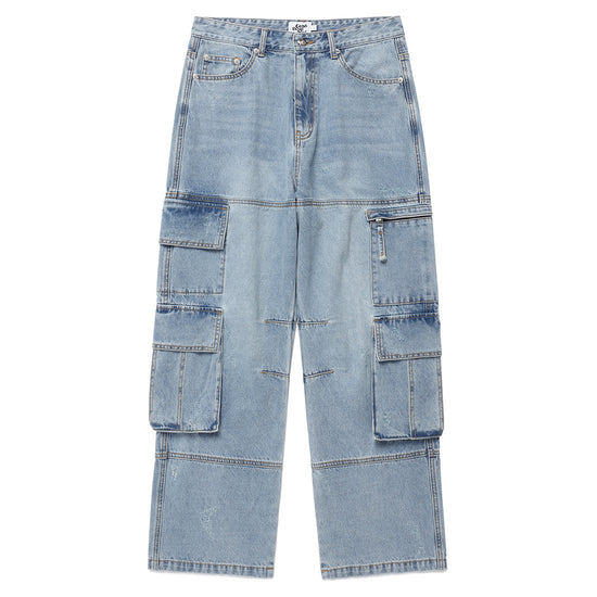 Cavish Washed Denim Cargo Pants