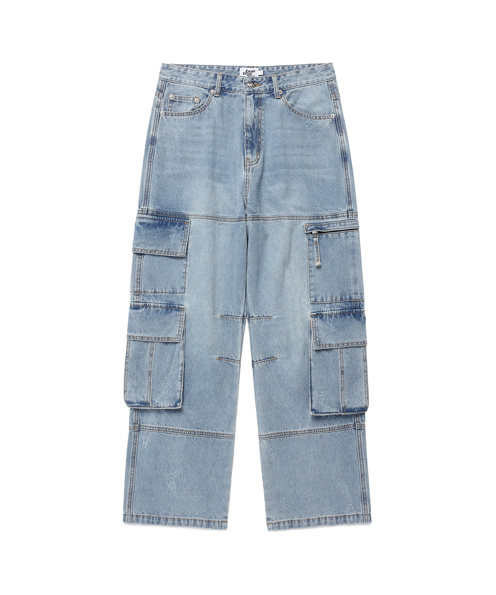 Cavish Washed Denim Cargo Pants