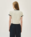 Marithé François Girbaud W CLASSIC LOGO APPLIQUE RINGER CROP TEE ivory