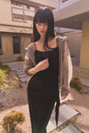 General Idea WOMAN Cap-Lined Backless Sleeveless Tank [BLACK]
