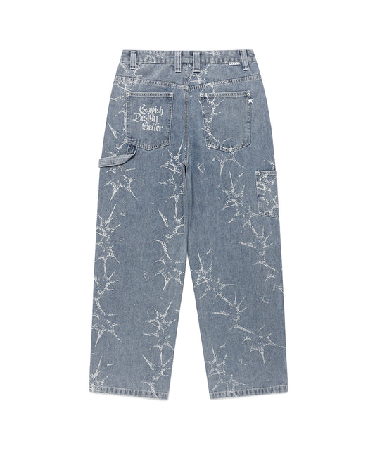 Cavish Printed Carpenter Denim Pants