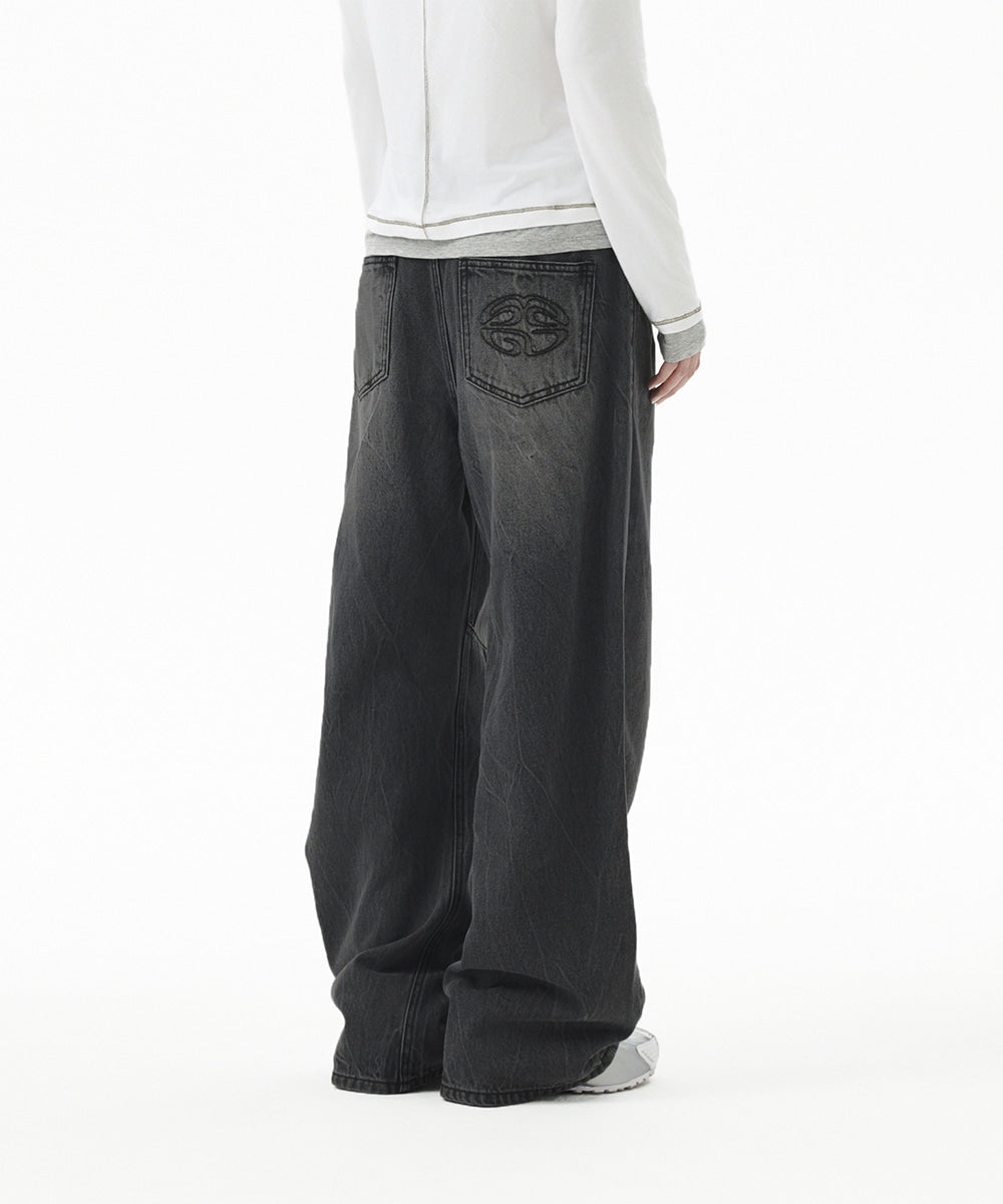 Mahagrid Washed Dart Denim Pant [Black]