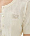Marithé François Girbaud W SMALL CLASSIC LOGO HALF KNIT CARDIGAN SET UP light pink