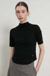 General Idea WOMAN Acetate Mock Neck Short Sleeve T-Shirt