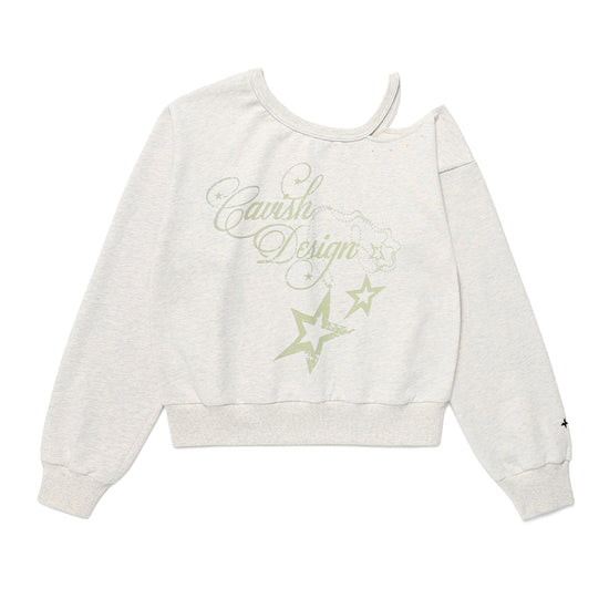 Cavish Women's Off Shoulder Necklace Sweatshirt in Yellow