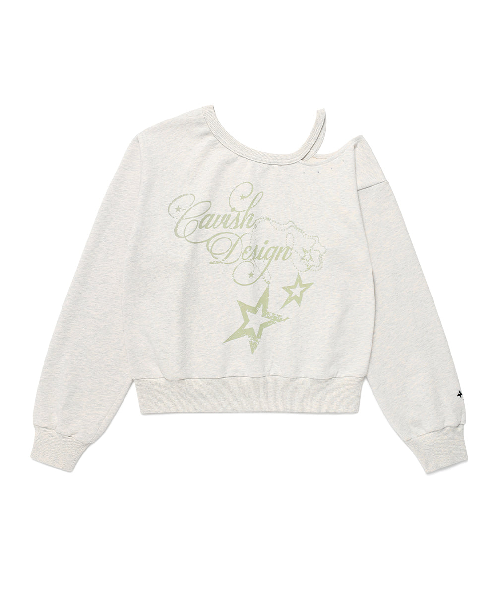Cavish Women's Off Shoulder Necklace Sweatshirt in Yellow