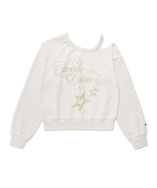 Cavish Women's Off Shoulder Necklace Sweatshirt in Yellow