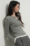 General Idea WOMAN Henry Neck Layered Knit Pullover