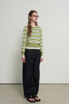 General Idea WOMAN Multi Stripe Crew Neck Cardigan