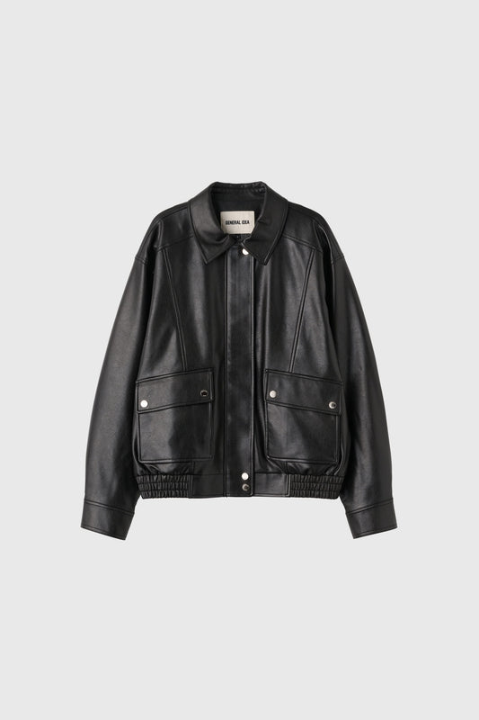 General Idea WOMAN Faux Leather Pocket Blouson Jacket