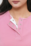 General Idea Woman Snap Henley T-Shirt [Pink]
