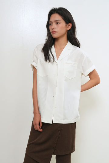 General Idea WOMAN Seersucker Collar Half Shirt