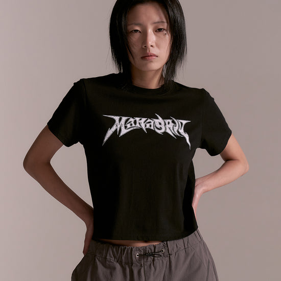 Mahagrid Flame Logo Crop Tee Black
