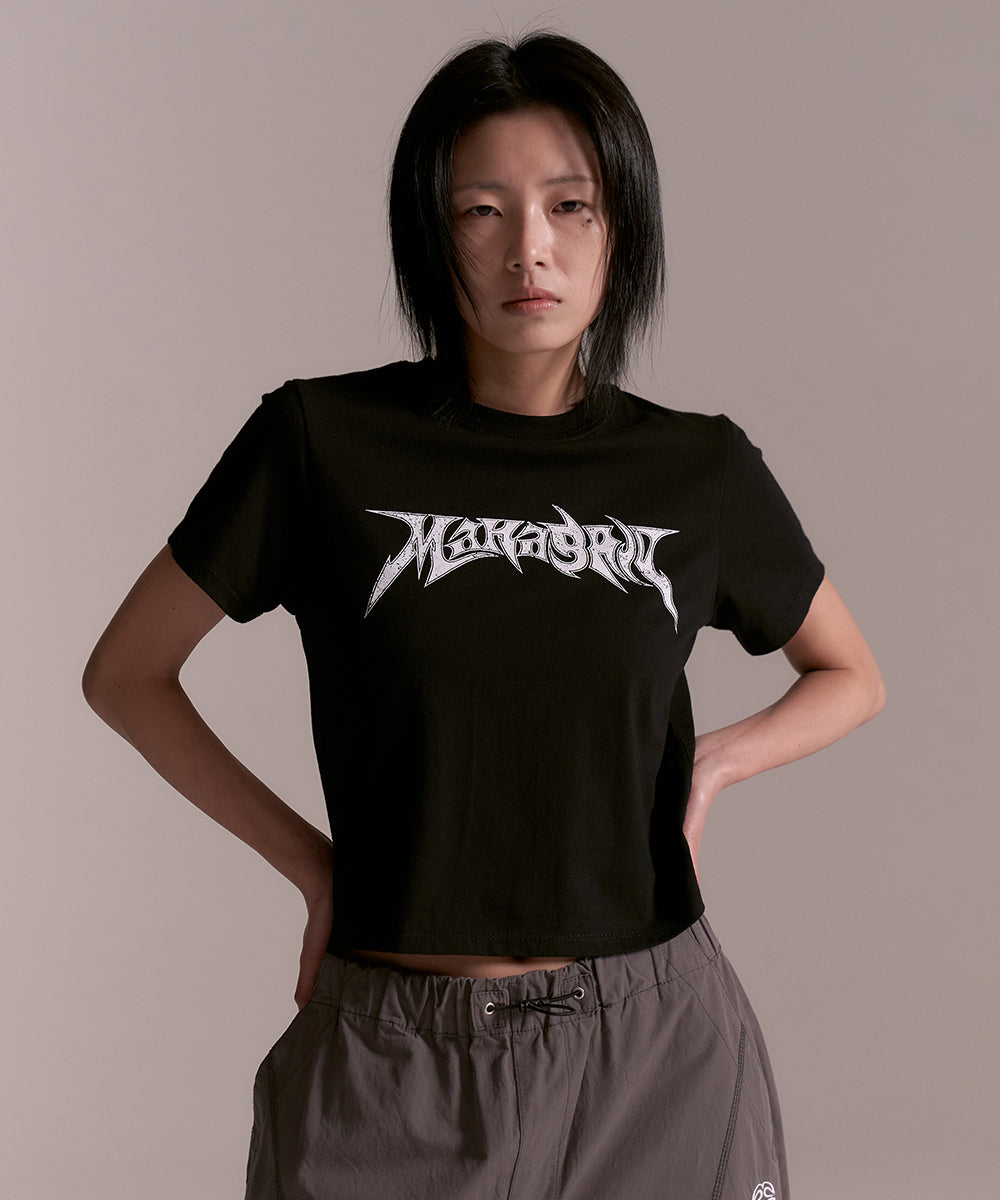 Mahagrid Flame Logo Crop Tee Black