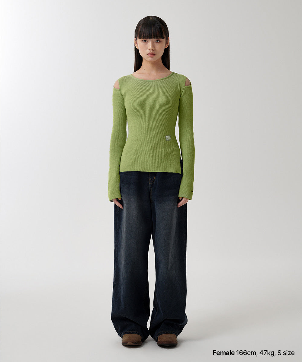 Mahagrid Cut Off Long Sleeve Knit